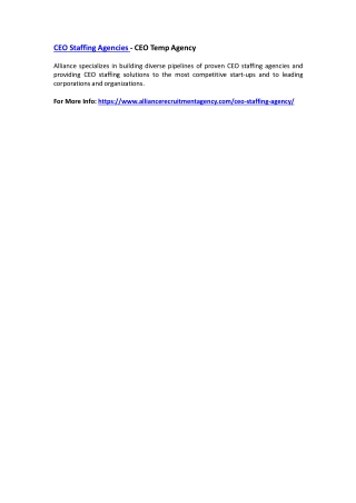 CEO Staffing Agencies - CEO Temp Agency