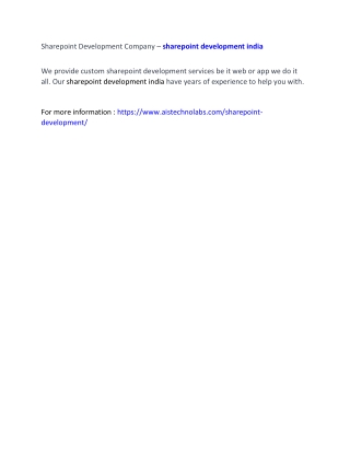 Sharepoint Development Company – sharepoint development india