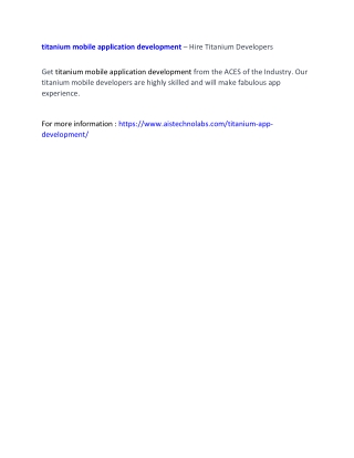 titanium mobile application development – Hire Titanium Developers