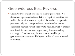 GreenAddress  【1-810-355-4365】 GreenAddress Best Reviews