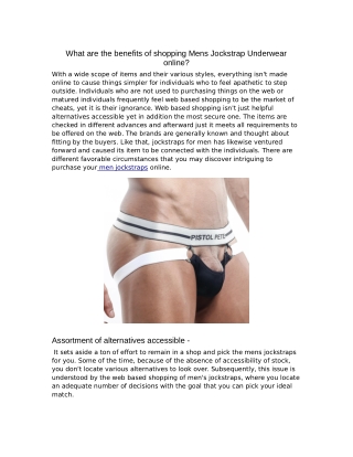 What are the benefits of shopping Mens Jockstrap Underwear online?