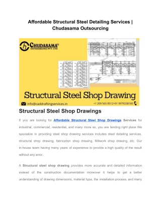 Affordable Structural Steel Detailing Services | Chudasama Outsourcing