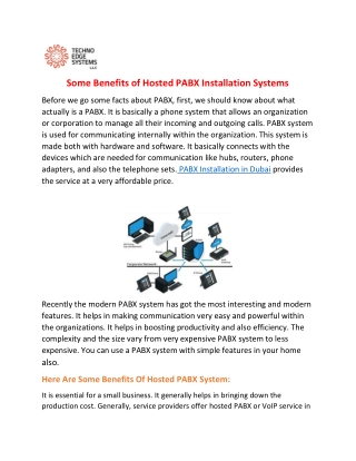 What are the Benefits of Hosted PABX Installation Systems