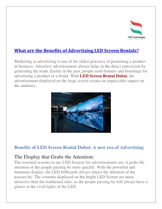 What are the Benefits of Advertising LED Screen Rentals?