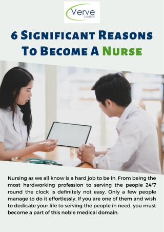 6 Significant Reasons To Become A Nurse