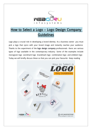 How to Select a Logo – Logo Design Company Guidelines