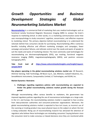 Growth Opportunities and Business Development Strategies of Global Neuromarketing Solutions Market