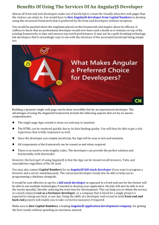 Benefits Of Hiring An AngularJS Developer