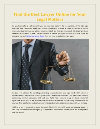 Find the Best Lawyer Online for Your Legal Matters