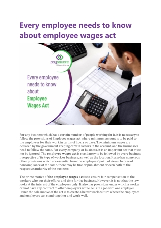 Every employee needs to know about employee wages act