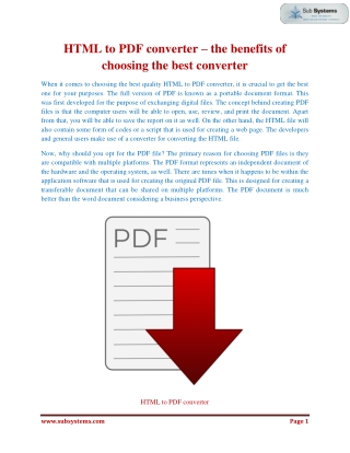 HTML to PDF converter – the benefits of choosing the best converter