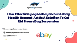 How Effectively agedebayaccount eBay Stealth Account  Act As A Solution To Get Rid From eBay Suspension