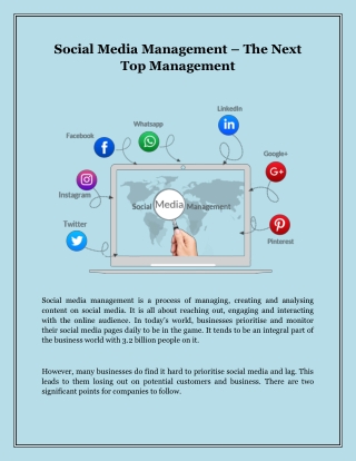 Social Media Management – The Next Top Management