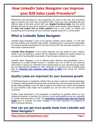 How LinkedIn Sales Navigator can improve your B2B sales leads procedure