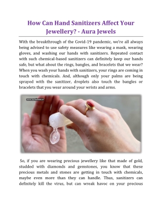 How Can Hand Sanitizers Affect Your Jewellery - Aura Jewels