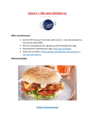 5% Off - Limor's   ribs and schnitzel co. Menu Burger Shop in Elsternwick, VIC.