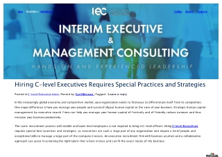 Benefits To Hire A C-Level Executive | IE Consulting LLC