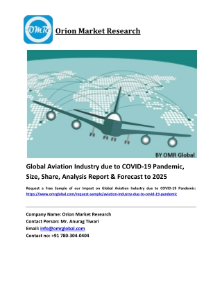 Impact on Global Aviation Industry due to COVID-19 Pandemic Growth, Size, Share, Industry Report and Forecast 2019-2025