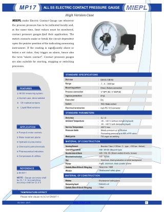 MP17 All Ss Electric Contact Pressure Gauge - High Version Case