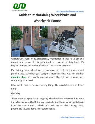 Guide to Maintaining Wheelchairs and Wheelchair Ramps