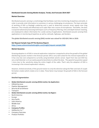 Distributed Acoustic Sensing Market Analysis, Trends, And Forecasts 2019-2027