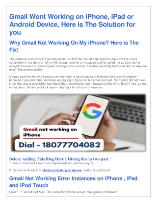 Gmail Not Working on iPhone