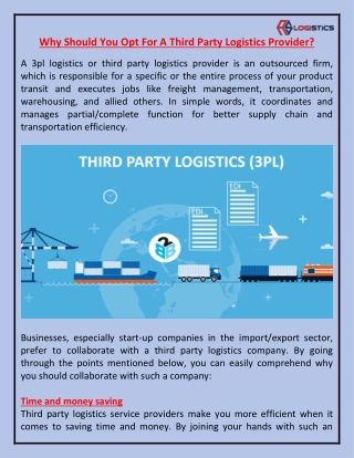 Why Should You Opt For A Third Party Logistics Provider?