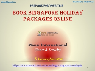 Book Singapore Holiday Packages Online