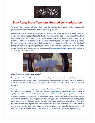 Experienced Immigration Attorney Houston at Salinas Law Firm