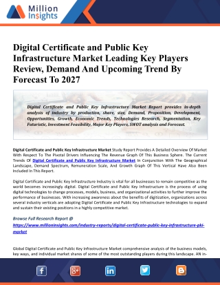 Digital Certificate and Public Key Infrastructure Market 2020 Driving Factors, Industry Growth, Key Vendors And Forecast