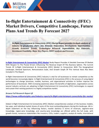 In-flight Entertainment & Connectivity Market 2020 Key Players, Industry Overview, Supply Chain And Analysis To 2025