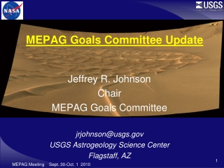 MEPAG Goals Committee Update