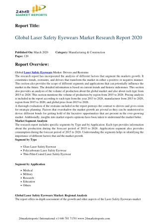 Laser Safety Eyewears Market Research Report 2020