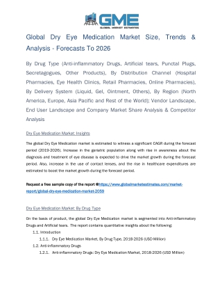 Global Dry Eye Medication Market Size, Trends & Analysis - Forecasts To 2026