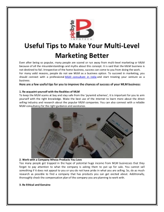 Useful Tips to Make Your Multi-Level Marketing Better