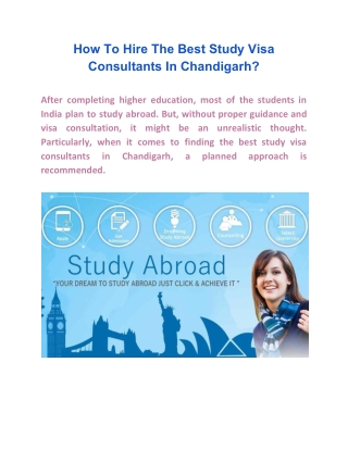 How to hire the best study visa consultants in chandigarh