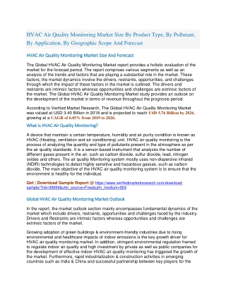 HVAC Air Quality Monitoring Market Size By Product Type, By Pollutant, By Application, By Geographic Scope And Forecast