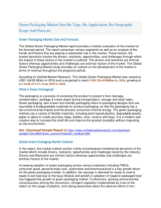 Green Packaging Market Size By Type, By Application, By Geographic Scope And Forecast