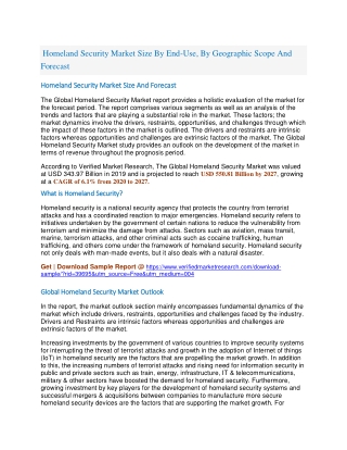 Homeland Security Market Size By End-Use, By Geographic Scope And Forecast