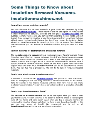 Some Things to Know about Insulation Removal Vacuums insulationmachines.net