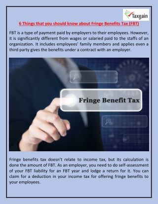 6 Things that you should know about Fringe Benefits Tax (FBT)