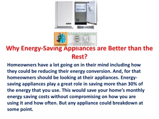 Why Energy-Saving Appliances are Better than the Rest?