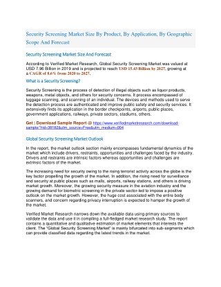 Security Screening Market Size By Product, By Application, By Geographic Scope And Forecast