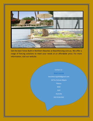 Get Fence Built Northern Beaches | Beach Fencing