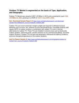 Outdoor TV Market is segmented on the basis of Type, Application, and Geography