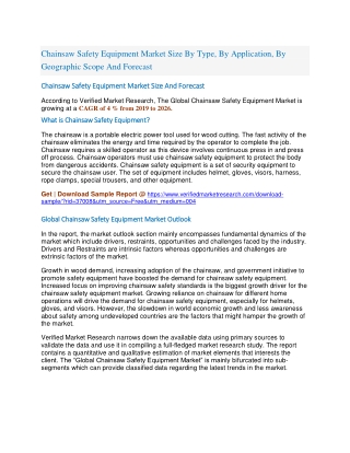 Chainsaw Safety Equipment Market Size By Type, By Application, By Geographic Scope And Forecast