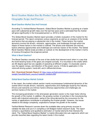 Bevel Gearbox Market Size By Product Type, By Application, By Geographic Scope And Forecast