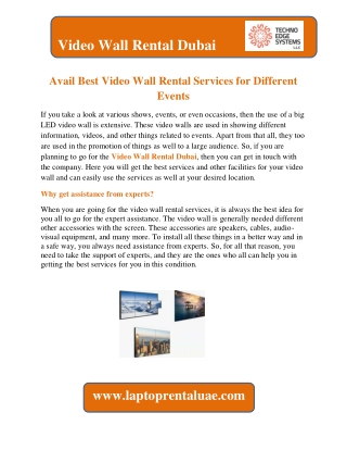 Avail Best Video Wall Rental Services for Different Events