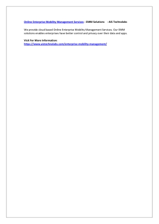 Online Enterprise Mobility Management Services - EMM Solutions  - AIS Technolabs
