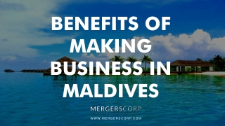Benefits of Making Business in maldives | Buy & Sell Business